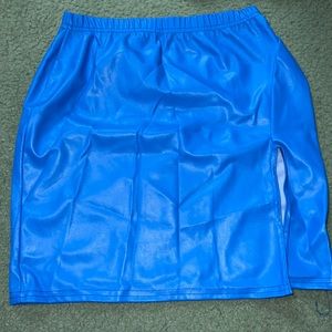 Blue pleather skirt